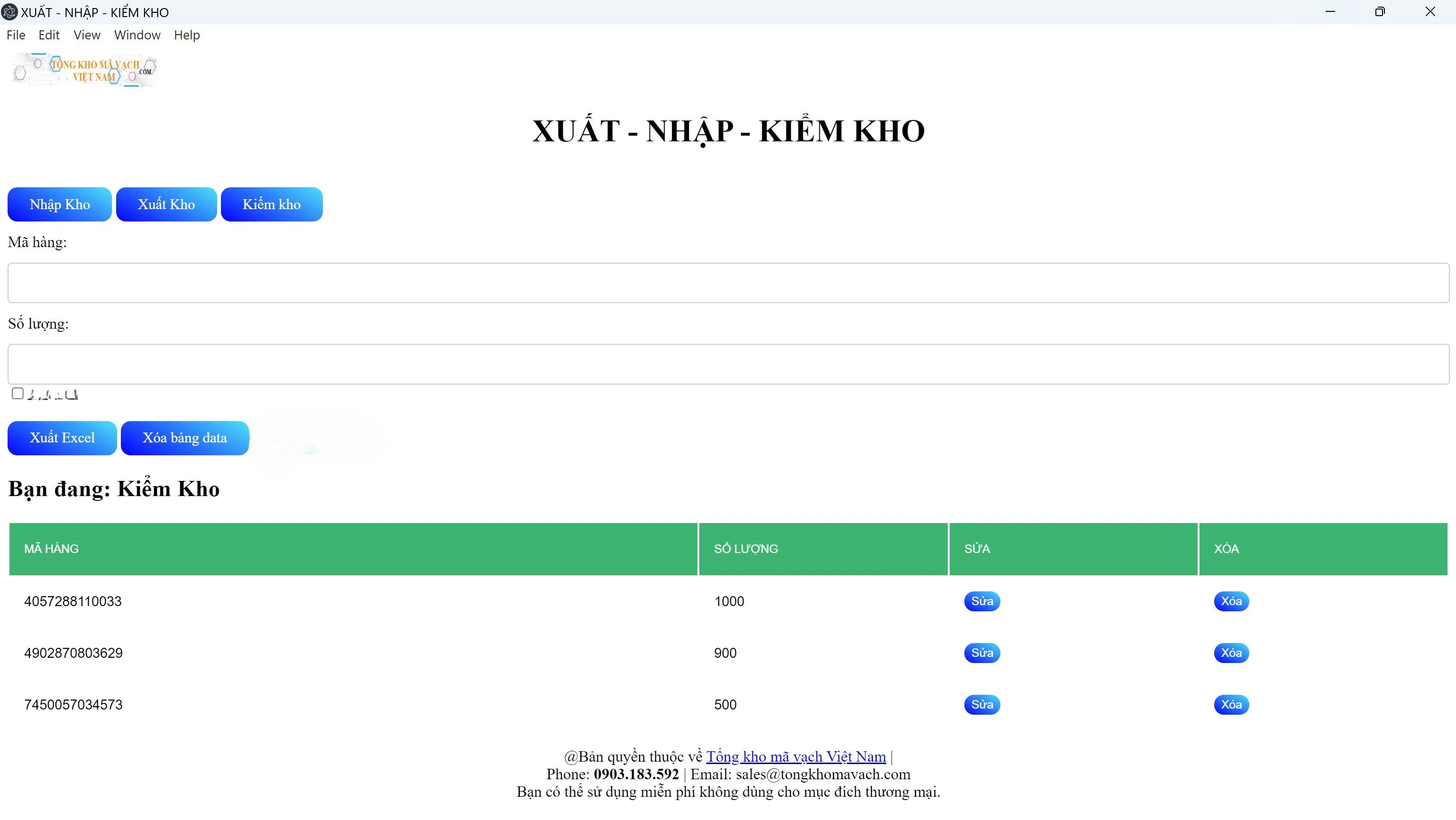 Giải ph&aacute;p phần mềm kiểm kho m&atilde; vạch tr&ecirc;n PC